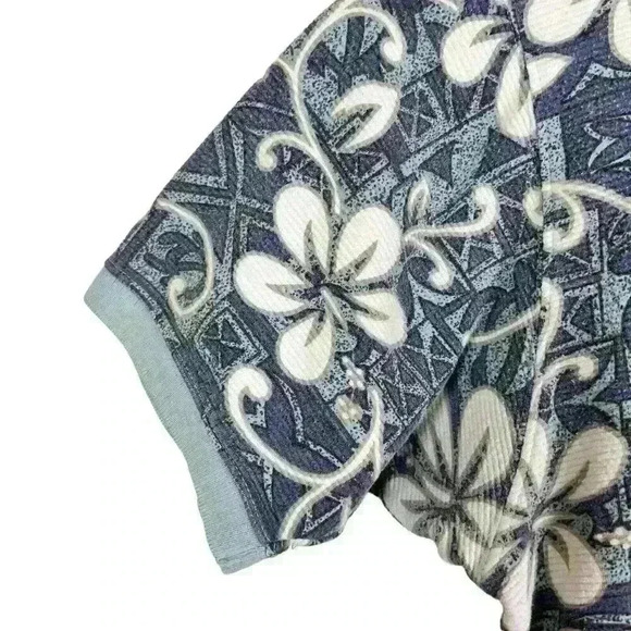 OP Sport Polo Shirt Mens Large Blue Hawaiian Floral Turtle Size XXL - Picture 4 of 11